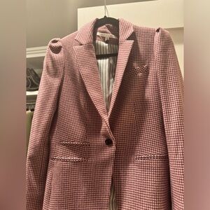 Veronica Beard Houndstooth Blazer, pink and brown, size 8